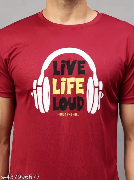 Trendy printed dri-fit polyester t-shirts, short sleeves, perfect for men's workouts or casual wear, pack of 3, made in India