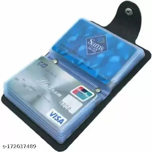 Black PU leather men's wallet with credit card holder, solid design, free size (4cm x 3cm), crafted by professional artisans