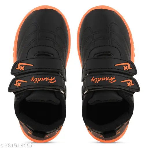 Handy collection kids casual velcro led shoes lightweight outdoor sports shoes for little tiny kid T101 orange - black-orange-black