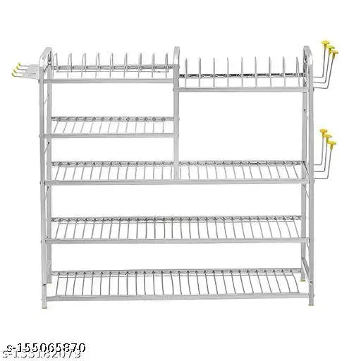 Stainless steel dish rack and plate holder, wall-mounted kitchen utensil stand