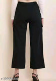 Black cargo pants with high waist, side pockets, front pockets, and zipper closure