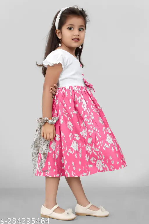 Kids girls rayon summer dress, printed net design, popular on Meesho, suitable for ages 2-8 years