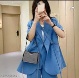 Blue suede diamond women's sling bag with black zip closure