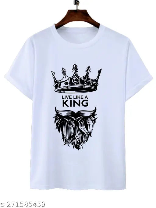 RVA KING poly blend half sleeve t-shirt, printed net design on short sleeves, S-XL sizes available