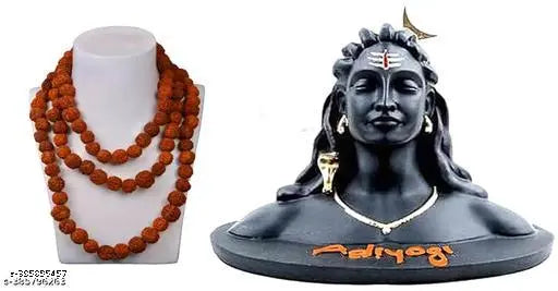 .ELITETOUCH Present Adiyogi Statue with Rudraksha Mala for Car Accessories for DashBoard Shiva God Idol | Shivratri Pooja & Gift Decore Items For Showpieces & Figurines for Living Room & Home Temple.