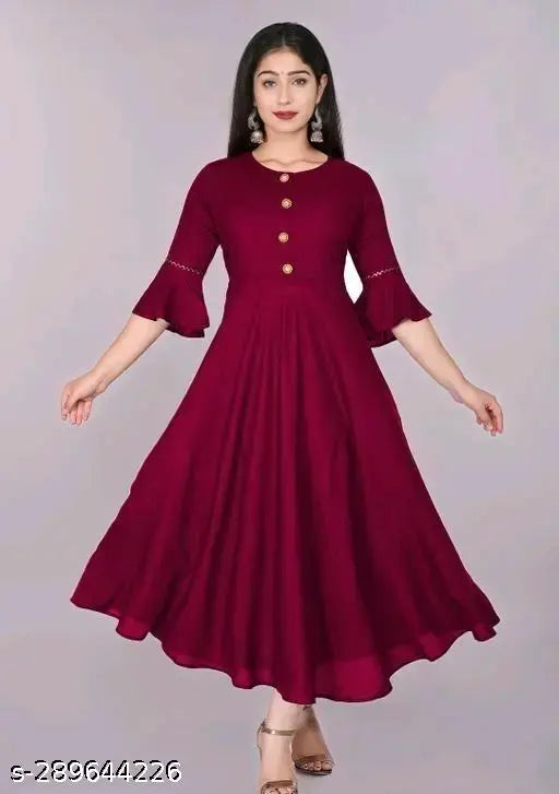 Maroon rayon Reyon Kurti for women, comfortable and chic for everyday wear