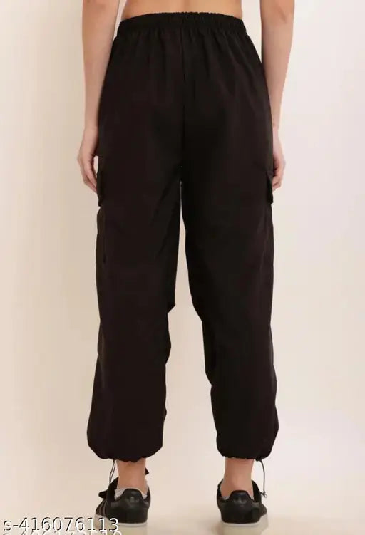Black high-waisted women trousers with wide leg opening
