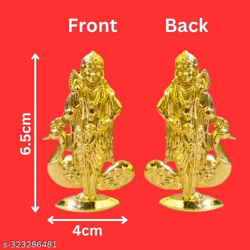 Metal Ganesha and Murugan statues, golden-toned, detailed deity idols (65cm combo offer)