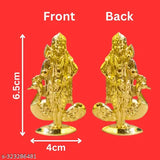 Metal Ganesha and Murugan statues, golden-toned, detailed deity idols (65cm combo offer)