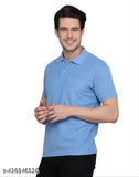 Boy/Man Sky Blue Cotton Blend Polo T-Shirt with short sleeves, comfortable chest pocket, regular fit, high-class design, suitable for formal/professional occasions