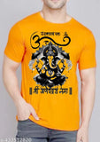 Ganesh Chathurthi printed polyester t-shirt for men, Ganapate Namah design on short sleeves