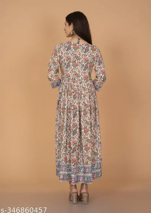 Rayon printed Nyra cut kurti, three-quarter sleeve length, Indian ethnic wear