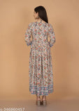 Rayon printed Nyra cut kurti, three-quarter sleeve length, Indian ethnic wear