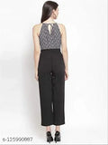 Black checked crepe sleeveless jumpsuit from Magnetic Designs, suitable for XL (bust 40in, length 54in, waist 44in), origin India