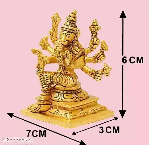 Best Seller, golden-bronze Varahi Amman 8-handed brass statue, traditional Indian God idol, 6cm high, country of origin: India