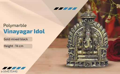 Polymorble marble god idol Pillayar statue, 14cm tall - Pillaiyarpatti Karpaga Vinayagar for home puja