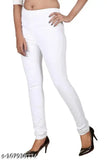 White denim lycra jeggings, plus size, high rise, stretchable for women