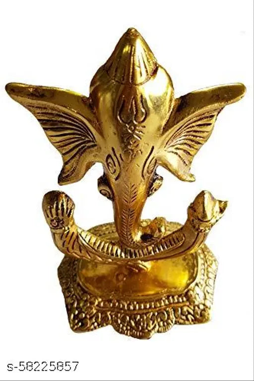 Gold-plated metal trishul, decorative Ganesh idol (18*10 cm), elegant wall hanging for pooja and gifts