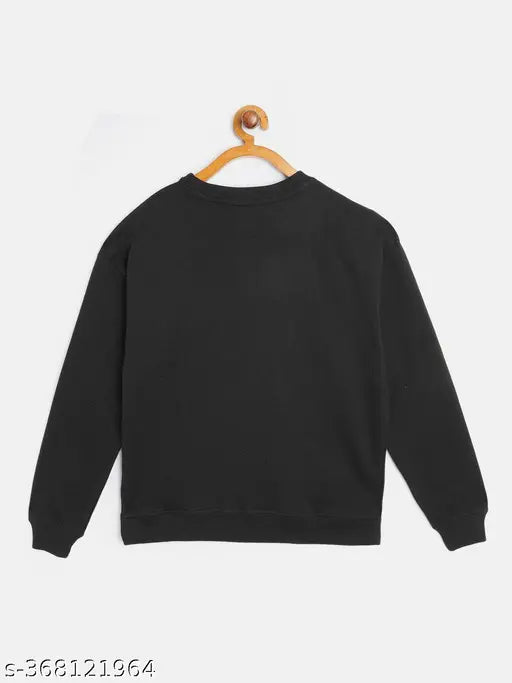 Navy blue "Unapologetic" print cotton sweatshirt for girls aged 8-16, ideal for casual outings and winter wear. Made in India