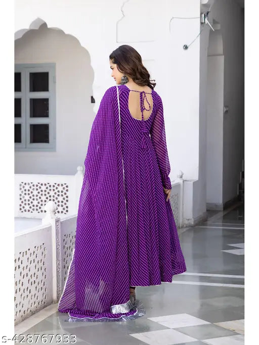 Print Designer Georgette Gown for Women: Stunning 2-Piece Set with Dupatta for Parties and Weddings | Stylish | Fashionable | Comfortable | Event Ready | Formal Wear