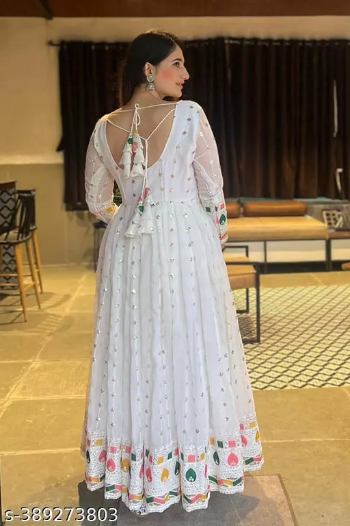 Anarkali sari set, embroidered, womens wear