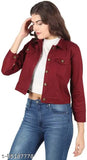Maroon denim jacket, stylish and glamorous for women