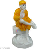 Yellow marble SaiBaba Ashirwad Murti for home and office decor, 6.5 inch high