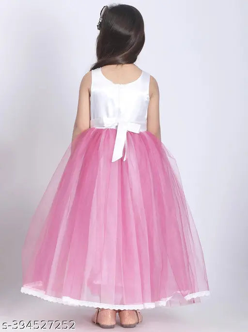 Pink sequin party dress for kids, embellished with balloon motifs on net fabric, size 1-2 years