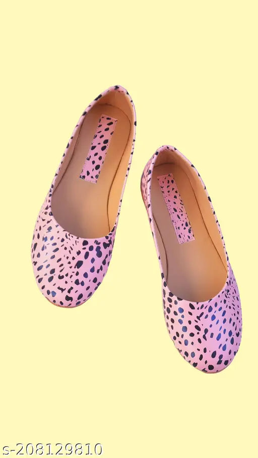 Synthetic DogPink bellies, printed ballerinas with closed back, durable & comfortable for stylish walks (India)