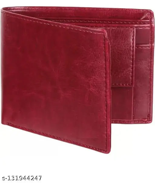 Red faux leather HRF STAR men's wallet, regular size, 5 card slots, free size (8cm x 10cm), premium quality