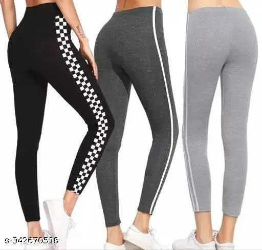 Striped cotton blend jegging, free size (waist 34in, length 36in), stylish legwear from India