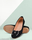 Synthetic leather black bellies by MAHI LOOKS for women, slip-on ballerinas on display
