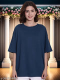 Little Zing women's cotton oversized front and back printed casual t-shirt