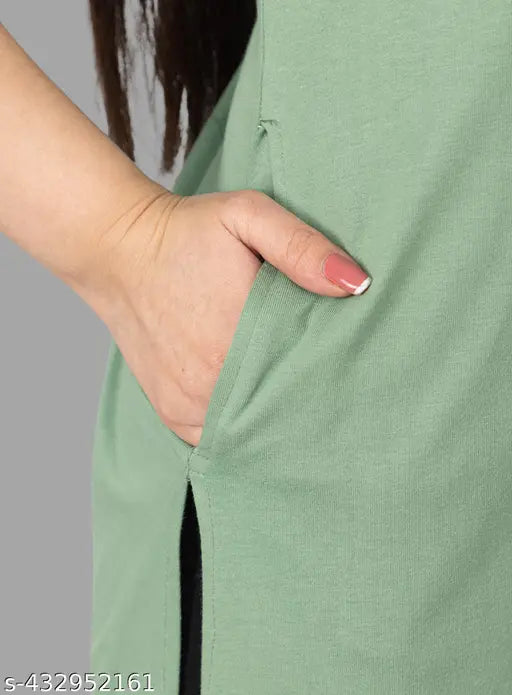 Green floral printed cotton night suit for women, comfortable long-lasting sleepwear