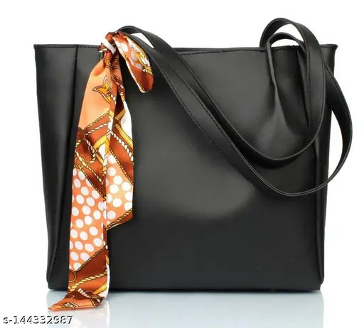 Black sling handbag with pouch and box, women's fashionable combo set