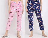 Women's woolen leggings in pink and blue. Wide leg, calf length, pack of 2