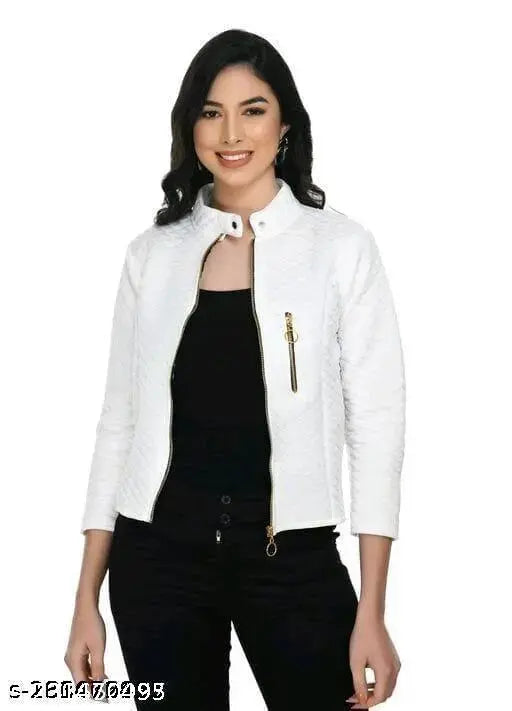 White jacket with front zipper