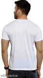 Men's pure polyester round neck t-shirt in white color, perfect for casual wear and activities