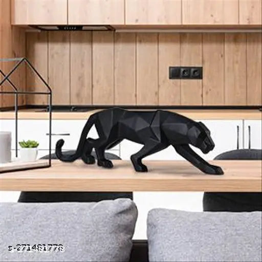 Modern black panther poly resin figurine, decorative for home or office, symbolizes strength and elegance, size: 26cm x 6cm x 8cm (India)