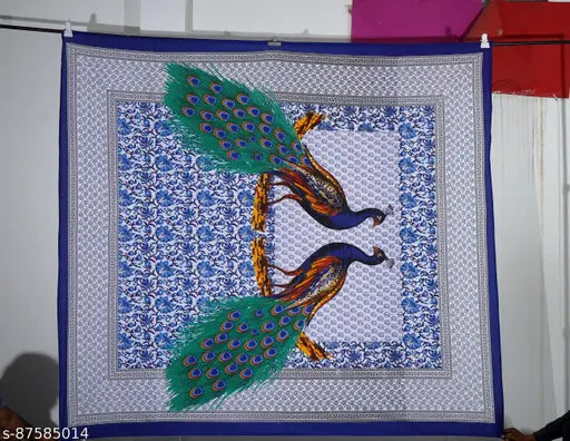 Mor Print Jaipuri Cotton Double Bedsheet with 2 Pillow Cover's