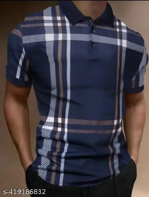 Classic cotton-blend graphic print men's polo neck T-shirt for Relax, India