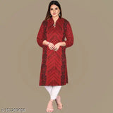 Red wool kurta with paisley design, full length