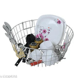 Winstar stainless steel dish drainer, round basket for kitchen, dish drying plate rack, bartan basket organizer, diameter 20 inches, height 9 inches