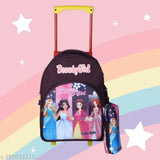 Multicolor waterproof Indian Riders trolley bag, 16 inches, 25L. Durable polyester net school bag with adjustable straps and spacious design for kids' school essentials. Perfect blend of style and functionality