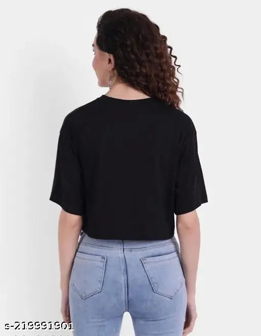 Black casual crop top with latest stylish design