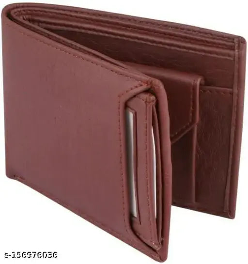 Stylish PU leather wallet, free size, 2 compartments, solid color, ideal for men and women, India-made accessory