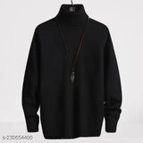 Black cotton blend high neck t-shirt for men by High5 Clothing, suitable for all occasions