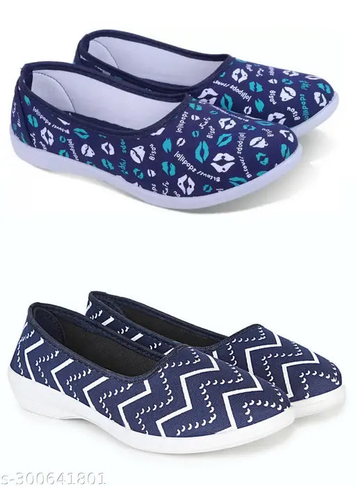 Comfortable & fashionable bellies (2 pack), synthetic slip-on ballerinas in latest JN GLOBE designs for women and girls - India