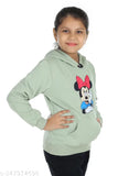 Warm and stylish girls hoodie sweatshirt in polycotton, long sleeves with printed pattern. Girls winter wear essential, fleece-lined interior, durable and weather-resistant. Perfect for cold-weather fashion, easy care, variety of colors, sizes 3-12 years. India origin