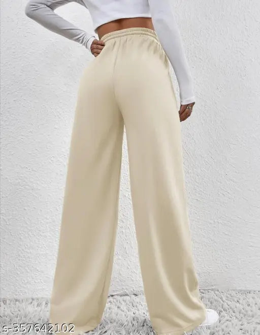 Cream wide-leg trousers